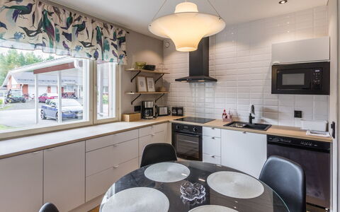 Artunkuja: Interior Design, Light Fixture, Furniture, Ceiling, Flooring, Wood, Countertop, Kitchen, Lighting, Floor