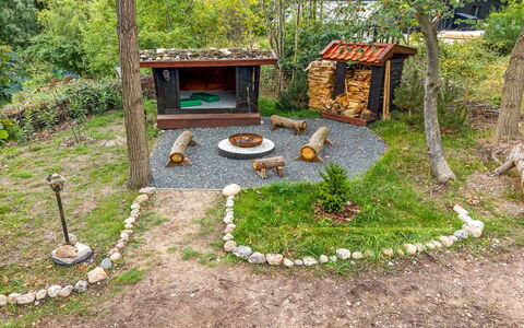 Geeske - 1.1Km from the Sea: Wood, Rock, Garden, Backyard, Log Cabin, Yard, Landscaping, Outdoor Structure, Garden Buildings