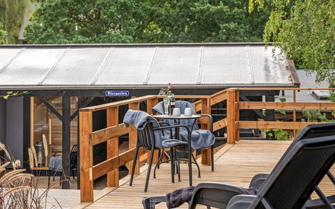Geeske - 1.1Km from the Sea: Wood, Furniture, Deck, Porch, Hardwood, Shade, Wood Stain, Cottage, Outdoor Furniture, Outdoor Structure