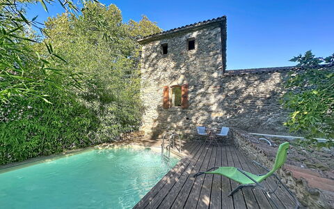 Chateau de la Favède: Blue, Architecture, Composite Material, Swimming Pool, Estate, Villa, Backyard, Shadow, Farmhouse