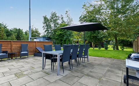 Nina - 600M from the Sea: Furniture, Outdoor Furniture, Chair, Outdoor Table, Garden, Shade, Patio, Landscaping, Flagstone, Yard
