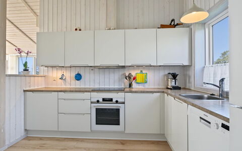 Sighrik - 600M from the Sea: Kitchen, Countertop, Kitchen Appliance, Flooring, Major Appliance, Interior Design, Wood, Cabinetry, Furniture, Kitchen Sink