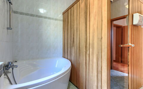 Istria Serenity: Bathroom, Flooring, Floor, Plumbing Fixture, Wood, Interior Design, Bathtub, Plumbing, Tap, Shower