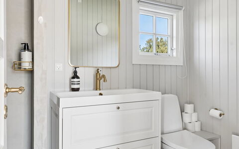 Henryka - 750M from the Sea: Flooring, Floor, Plumbing Fixture, Interior Design, Sink, Bathroom Cabinet, Bathroom, Plumbing, Room, Tap
