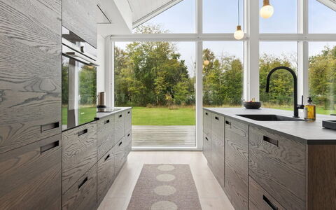 Felicita - 800M from the Sea: Flooring, Kitchen, Countertop, Floor, Interior Design, Cabinetry, Wood Flooring, Tile, Natural Material, Drawer