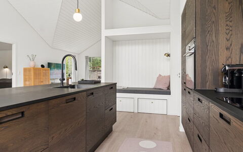 Felicita - 800M from the Sea: Flooring, Interior Design, Wood, Cabinetry, Furniture, Kitchen, Countertop, Floor, Ceiling, Light Fixture