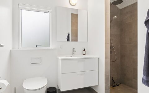 Felicita - 800M from the Sea: Floor, Bathroom Sink, Bathroom, Flooring, Interior Design, Plumbing Fixture, Sink, Bathroom Cabinet, Mirror, Tap
