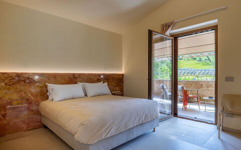 Poggio Ambrato 18, Emma Villas: Wood Stain, Hardwood, Swimming Pool, Resort, Wood Flooring, Bed Frame, Hotel, Bedding, Eco Hotel, Bedroom
