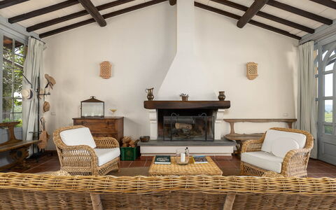 La Certaldina Luna Apartment: Furniture, Interior Design, Wood, Flooring, Room, Floor, Living Room, Lighting, Table, Ceiling