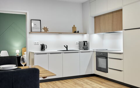 Lagom: Kitchen, Kitchen Appliance, Interior Design, Furniture, Flooring, Countertop, Cabinetry, Major Appliance, Wood, Floor