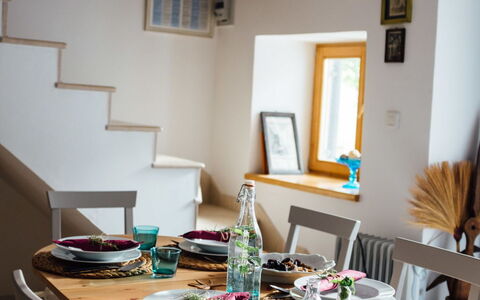 Marijana: Furniture, Interior Design, Table, Wood, Tableware, Chair, Dining Room, Kitchen & Dining Room Table, Room, Textile