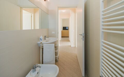 Terrazza Giardino: Flooring, Floor, Interior Design, Wall, Plumbing Fixture, Ceiling, Bathroom, Bathroom Sink, Lighting, Room