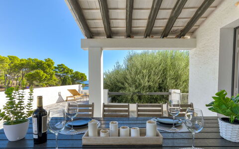 S'Alqueria Petita: Furniture, Outdoor Furniture, Chair, Kitchen & Dining Room Table, Flooring, Table, Home, Floor, Outdoor Table, Porch