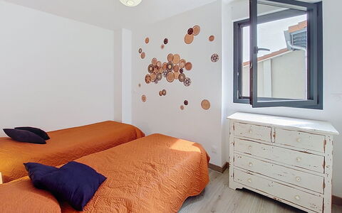 Les Alizés: Bed, Furniture, Interior Design, Bedroom, Wall, Bedding, Bed Sheet, Flooring, Floor, Wood