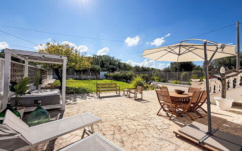A Casa di Ara: Outdoor Furniture, Furniture, Flowerpot, Chair, Shade, Garden, Outdoor Table, Flagstone, Landscaping, Umbrella