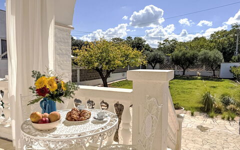 A Casa di Ara: Furniture, Door, Outdoor Furniture, Chair, Shade, Flowerpot, Column, Porch, Houseplant, Garden