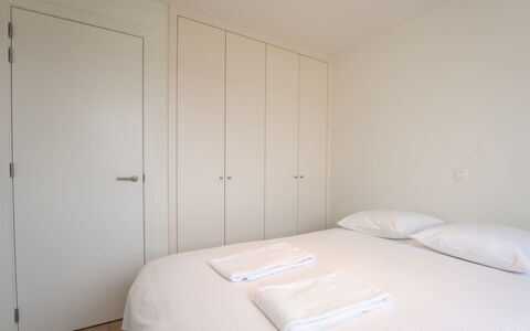 De Strandloper i with Parking & Airco: Furniture, Interior Design, Flooring, Ceiling, Floor, Chair, Room, Lighting, Table, Kitchen & Dining Room Table