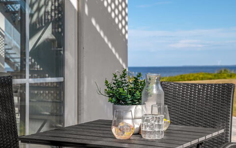 Apsolon - 50M to the Fjord: Furniture, Chair, Outdoor Furniture, Table, Outdoor Table, Kitchen & Dining Room Table, Coffee Table, Flowerpot, Balcony