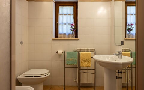 Ortale a Pitigliano with Pool: Bathroom, Plumbing Fixture, Bathroom Sink, Flooring, Toilet Seat, Interior Design, Sink, Toilet, Floor, Tap