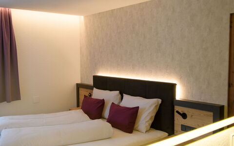 Augl'S Hof: Wall, Interior Design, Flooring, Floor, Ceiling, Lighting, Bedroom, Bed, Bed Frame, Room