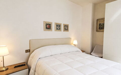 Casa al Lago: Bed, Furniture, Bedroom, Interior Design, Bedding, Bed Sheet, Floor, Flooring, Wood, Room
