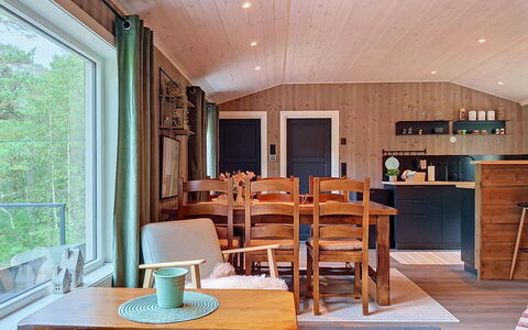 Porsmyr: Furniture, Interior Design, Flooring, Wood, Floor, Ceiling, Light Fixture, Dining Room, Kitchen & Dining Room Table, Room