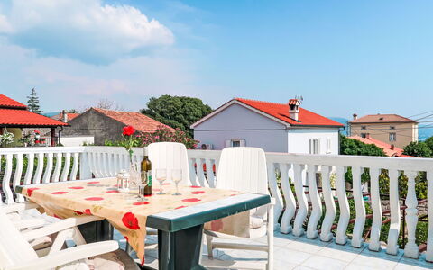 Mateja: House, Home, Residential Area, Balcony, Porch, Outdoor Furniture, Shade, Houseplant, Paint, Window Covering