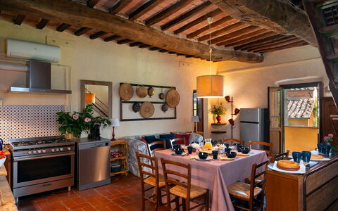 Villa del Poggio D'Oro 8: Furniture, Wall, Interior Design, Flooring, Wood, Home, Lighting, Kitchen, Table, Chair