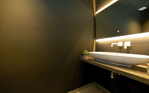 Abnorma: Interior Design, Lighting, Flooring, Plumbing Fixture, Bathroom, Plumbing, Ceiling, Bathroom Sink, Light Fixture, Tap