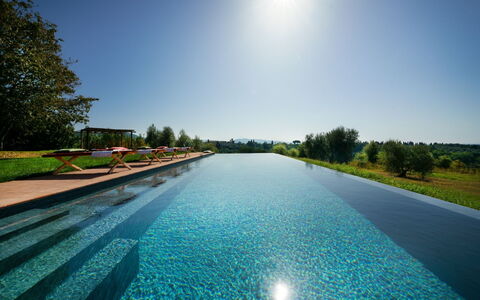 Villa Monte, Bolgheri: Blue, Water, Swimming Pool, Watercourse, Reflection, Reflecting Pool, Water Feature, Landscaping, Resort, Pond