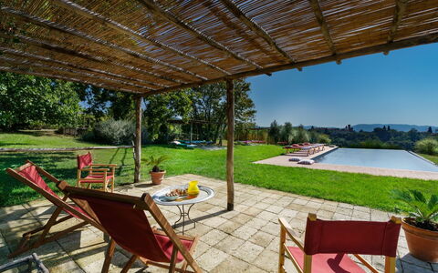 Villa Monte, Bolgheri: Furniture, Shade, Swimming Pool, Resort, Outdoor Furniture, Garden, Eco Hotel, Chair, Backyard, Landscaping
