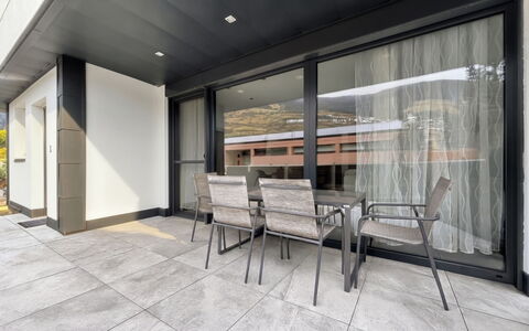 Apart Hofmann: Blue, Wood, Furniture, Home, Outdoor Furniture, Chair, Shade, Balcony, Wood Stain, Eco Hotel
