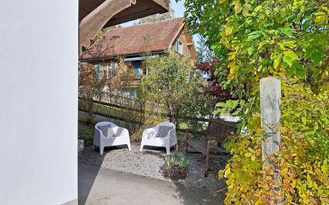 Chalet Schwizerhüsli: Blue, Wood, Furniture, Home, Outdoor Furniture, Chair, Shade, Balcony, Wood Stain, Eco Hotel