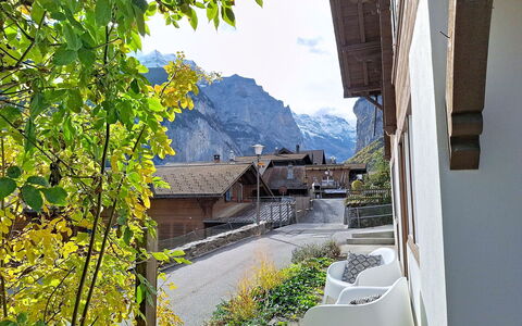 Chalet Schwizerhüsli: Blue, Wood, Furniture, Home, Outdoor Furniture, Chair, Shade, Balcony, Wood Stain, Eco Hotel