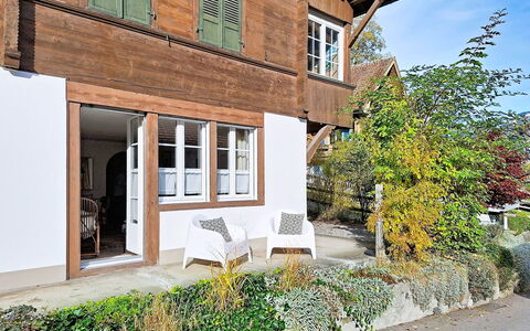 Chalet Schwizerhüsli: Blue, Wood, Furniture, Home, Outdoor Furniture, Chair, Shade, Balcony, Wood Stain, Eco Hotel