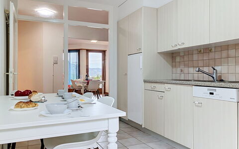 Résidence la Vigne: Interior Design, Flooring, Kitchen, Wood, Kitchen Appliance, Floor, Furniture, Ceiling, Countertop, Cabinetry