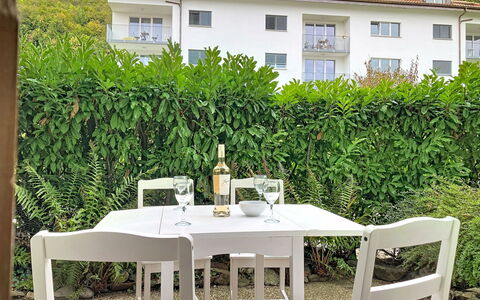 Résidence la Vigne: Furniture, Table, Chair, Outdoor Furniture, Outdoor Table, Kitchen & Dining Room Table, Shade, Restaurant, Eco Hotel, Yard