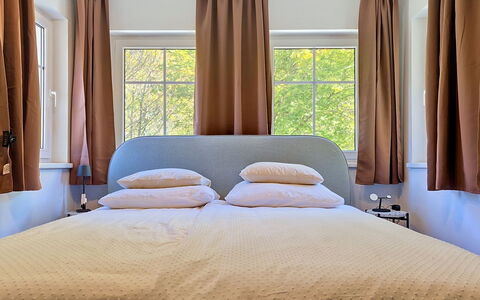 Haus Enzian: Interior Design, Furniture, Bed, Bedroom, Wood, Window Covering, Floor, Textile, Linens, Curtain