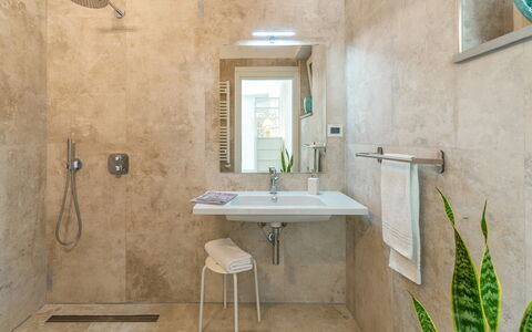 Dimora Montefalcone 8, Emma Villas: Flooring, Wall, Floor, Plumbing Fixture, Interior Design, Bathroom, Sink, Plumbing, Tap, Lighting