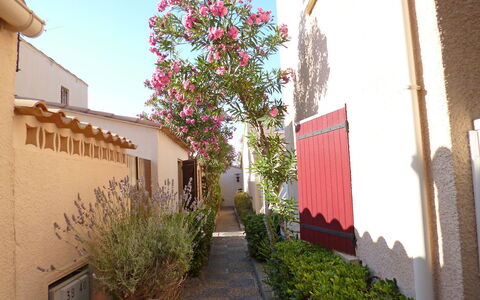 Les Leucatines 3: Property, House, Pink, Building, Architecture, Alley, Plant, Tree, Real Estate, Flower