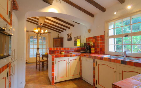 Mas Baladou: Cabinetry, Property, Furniture, Window, Wood, Countertop, Orange, Kitchen, Interior Design, Architecture