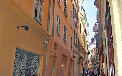 Vieux Nice: Alley, Street, Neighbourhood, Town, Building, Road, Architecture, Infrastructure, Facade, Human Settlement