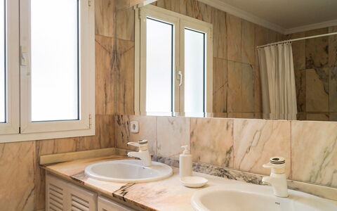 Mijas Beach: Bathroom, Room, Bathroom Cabinet, Property, Interior Design, Tile, Sink, Bathroom Accessory, Tap, Wall