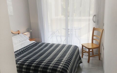Dénia 170: Bedroom, Furniture, Room, Bed, Property, Bed Sheet, Bed Frame, Curtain, Interior Design, Bedding