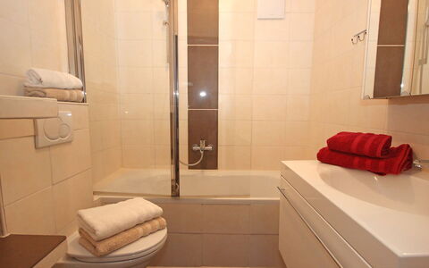 Seefeld in Tirol 202: Bathroom, Property, Room, Interior Design, Floor, Furniture, Tile, Building, Architecture, Bathtub