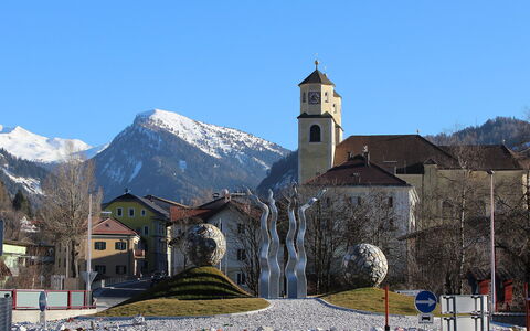 Biegel-Kraus: Mountain, Mountainous Landforms, Sky, Town, Mountain Range, Winter, Alps, Snow, Church, Tree