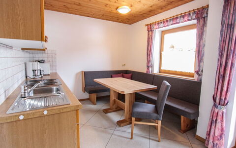 Königsleiten 170: Cabinetry, Furniture, Countertop, Kitchen Sink, Table, Window, Sink, Curtain, Wood, Building