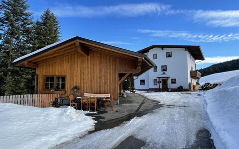 Karwendel: Sky, Cloud, Building, Snow, Property, Window, House, Slope, Wood, Tree