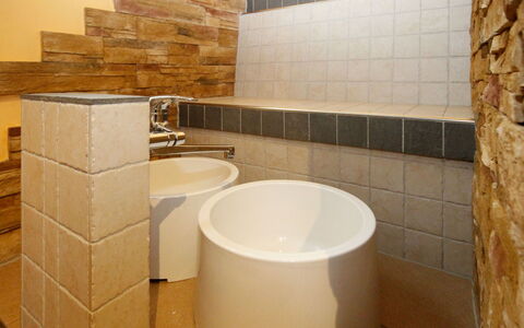 Längenfeld 100: Brown, Property, Wood, Interior Design, Flooring, Architecture, Tap, Floor, Bathroom