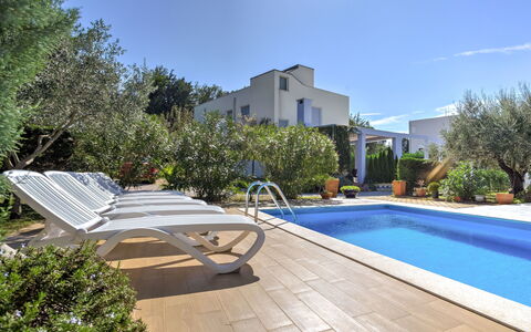 Umag Zambratija 425: Water, Plant, Property, Sky, Building, Swimming Pool, Shade, Tree, Outdoor Furniture, Urban Design